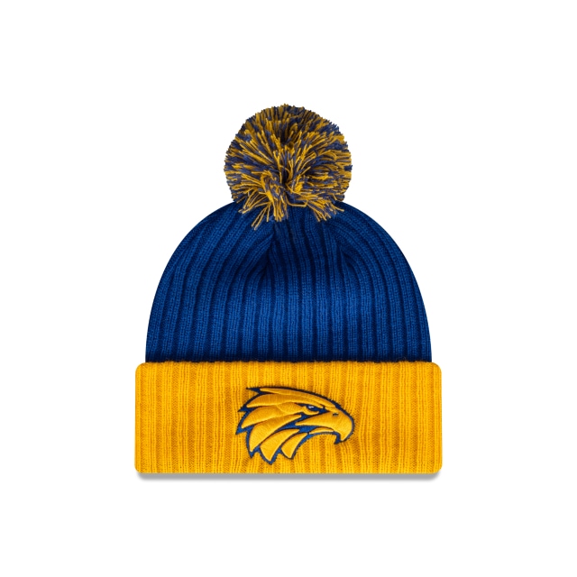 AFL West Coast Eagles Official Team Colours With Pom (EWK0588) - Blue New Era Beanies